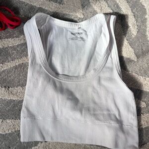 Garage Racerback White Ribbed cropped Tank Top